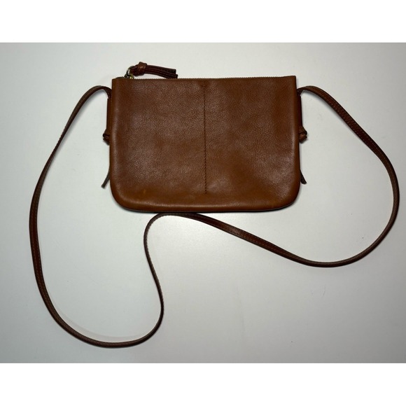 Madewell The Knotted Brown Leather Crossbody Purse Pockets Slim Classic Bag Zip - Picture 3 of 12